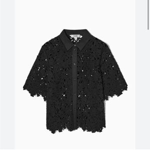 COS Eyelet Short Sleeve Button Down Shirt NWOT